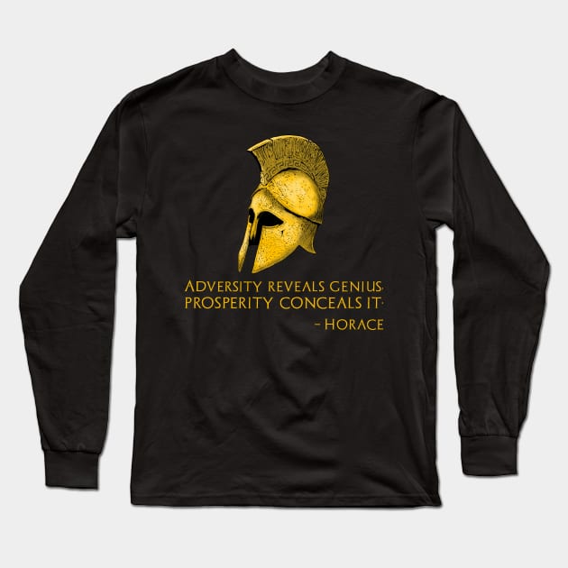 Motivational Ancient Rome Horace Quote On Adversity Long Sleeve T-Shirt by Styr Designs